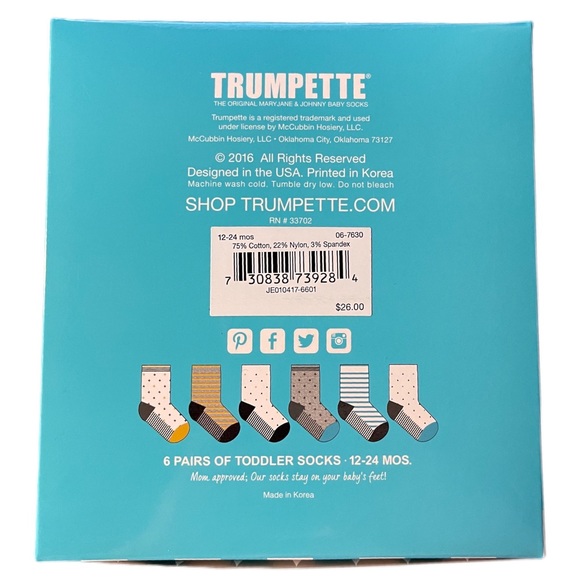 Trumpette Chase Toddler Socks 12-24 Months, Six (6) Pair - Picture 4 of 5